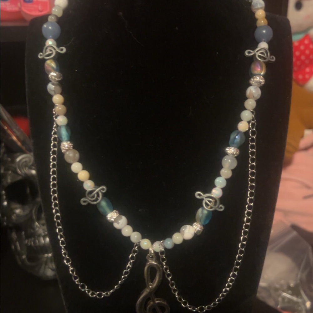 Elegant Beaded Necklace with Silver Accents